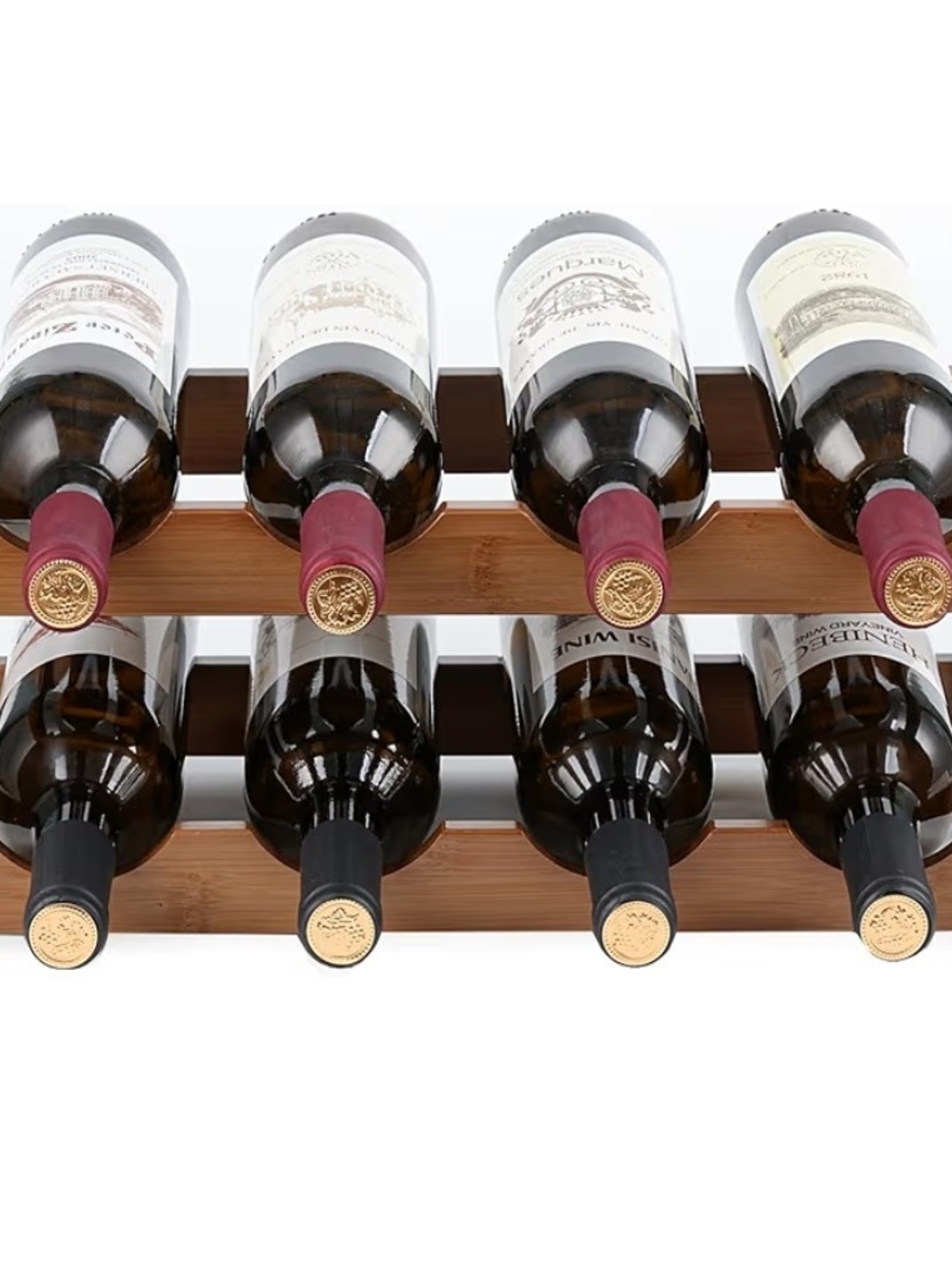 Bamboo Wine Rack, Cabinet Shelf, 2-Tier-8 Bottles, Freestanding, New in Box - Picture 4 of 7